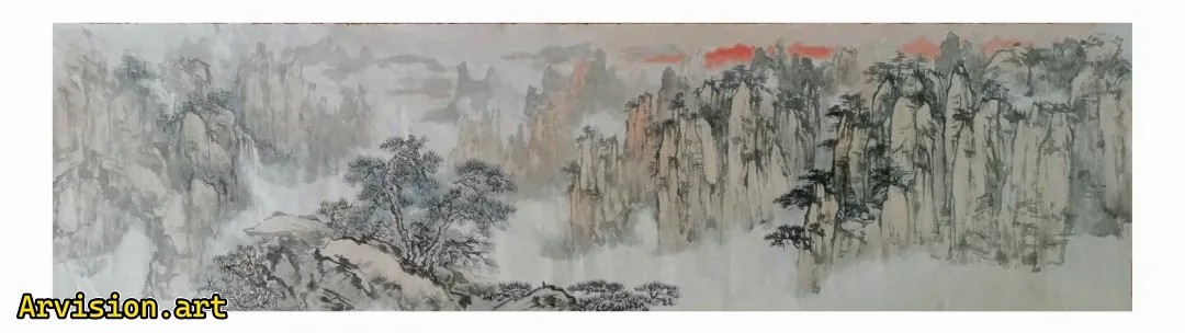 Peinture à l'encre chinoise peinture de paysage